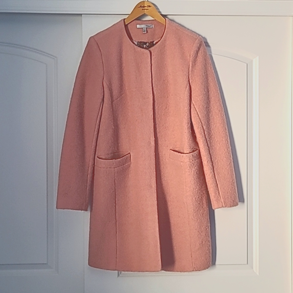 WD NY Black Pink Teddy Full Length Trench Coat